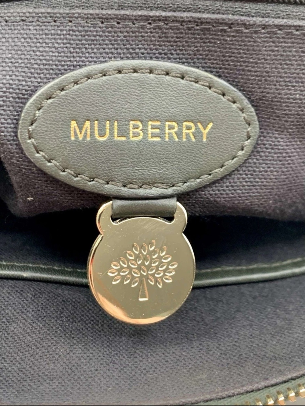 Mulberry Black Leather Satchel with Gold-Tone Plaque - Picture 13 of 14
